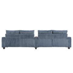 Modern 4-Seater Corduroy Sofa Couch with USB Ports, Hidden Storage,