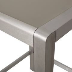 43' Outdoor Aluminum Frame Bar Table with Glass Table Top, Grey Finish