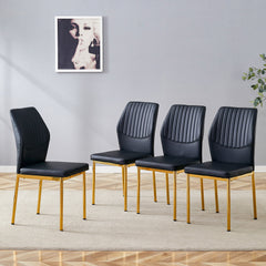 Luxury Simple Chair Set of 4 Black PU High Resilience Dining Chair