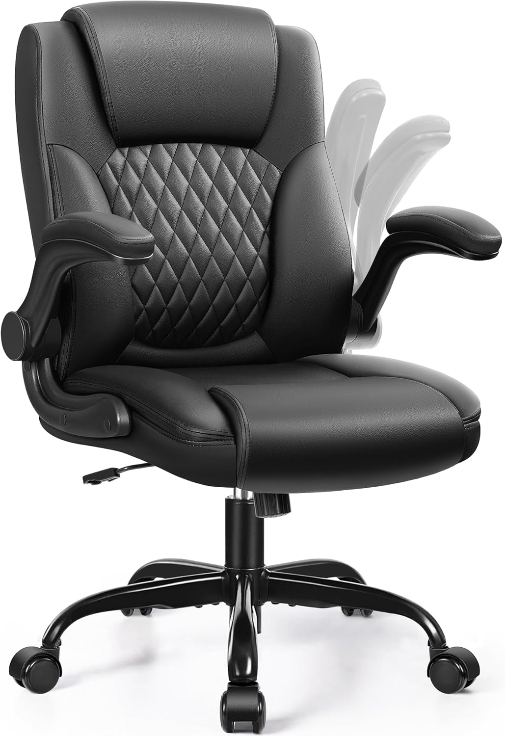 Leather Office Chair, PU Home Computer Desk Chairs with Ergonomic Back