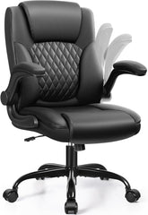 Leather Office Chair, PU Home Computer Desk Chairs with Ergonomic Back