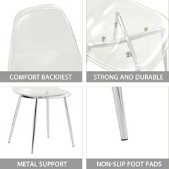 Modern minimalist transparent dining chair, plastic chair, armless