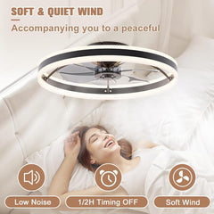 Low Profile Ceiling Fans with Lights and Remote, 23.6In Flush Mount