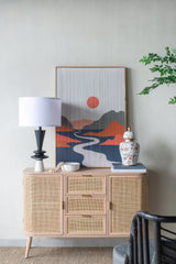 D15x26.7' Black Aluminum Table Lamp with Two Varying Disc Accents and