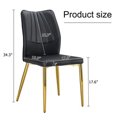 Medieval Modern Black Dining Chairs with Cushions and Golden Metal