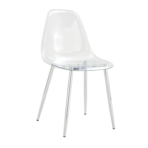 Transparent and Stylish Ergonomic Dining Chair with Silver Metal Legs