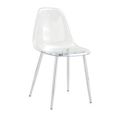 Transparent and Stylish Ergonomic Dining Chair with Silver Metal Legs