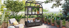 Garden Wood Portable Cold Frame with Movable Wheels Mini Greenhouse