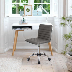 Mid Back Task Chair, Low Back Leather Swivel Office Chair, Vanity
