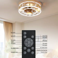 Caged Ceiling Fan with Lights Remote Control,Semi -embedded Modern