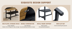 Table and chair set.71*35.4 inch Wooden And Black Spliced Dining Table
