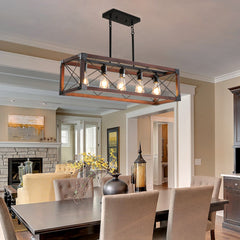 5-Light Retro Farmhouse Chandelier For Kitchen, Living room, Dining