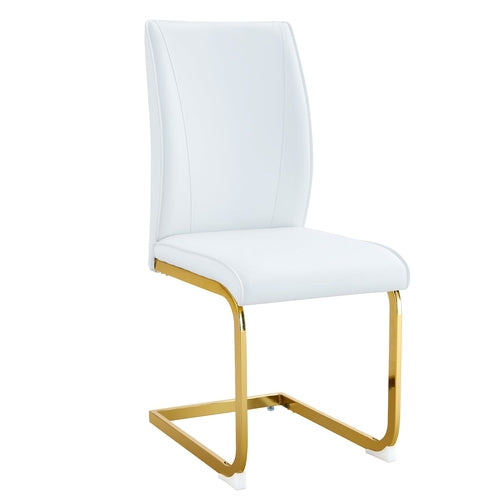 Luxury Simple Arch Chair Set of 6 - White PU Dining Chair with Gold