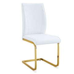 Luxury Simple Arch Chair Set of 6 - White PU Dining Chair with Gold