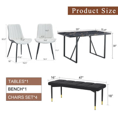 Table and chair set.Modern Black Marble Pattern MDF Dining Table Set -