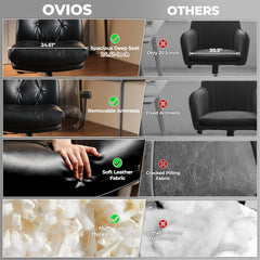 Ergonomic Home Office Chair, Mid-Century Modern Leather Chair with