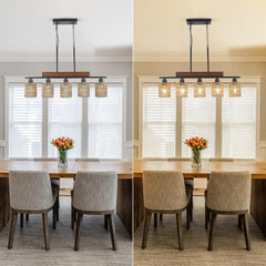 Rattan Farmhouse Chandeliers for Dining Room, Boho Kitchen Island
