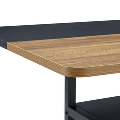 Table and chair set.71*35.4 inch Wooden And Black Spliced Dining Table
