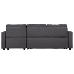 Upholstery  Sleeper Sectional Sofa Grey with Storage Space, 2 Tossing