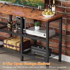 TV Stand, Small TV Console Table with 3-Tier Storage Shelves,