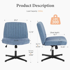 Criss Cross Chair Legged, Armless Office Desk Chair No Wheels, Swivel