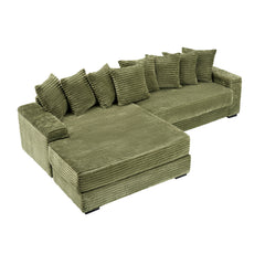 111.4 'Green flannelette sofa, elegant shelter choice - living room,