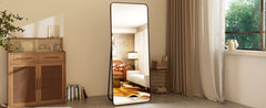 64"x21" Floor Full Length Mirror Standing Full Body Rounded Corner Rectangle Mirrors with Stand Hanging Wall Mounted