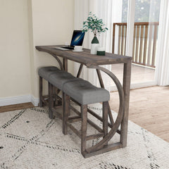 Bar Table Set With Power Socket, Bar Table And Chair Set, Suitable For