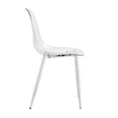 Transparent and Stylish Ergonomic Dining Chair with Silver Metal Legs