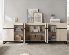 Modern TV Stand for Tvs up to 110 Inch, 3 in 1 Wood Entertainment
