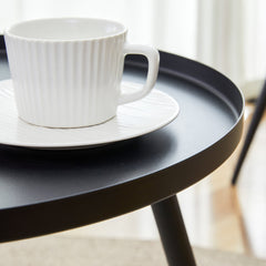 Modern 3-Piece Set: 17.7' Anti-Spill Round Coffee Table + 2 Rattan