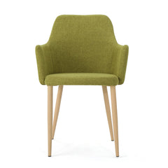 Classic Twist Dining Chair Set with Contoured Support in Green Fabric