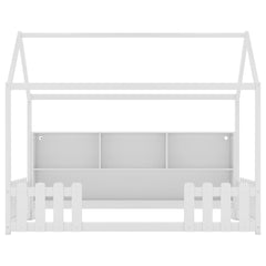 Twin Size House Bed with LED Light, Wood House Bed with Storage
