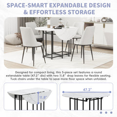 Space-Saving 5-Piece Extendable Kitchen Dining Table Set for Small