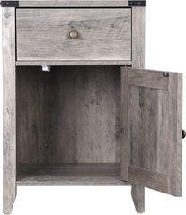Barnwood Rustic Nightstand, Grey