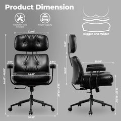 Ergonomic Home Office Chair, Mid-Century Modern Leather Chair with