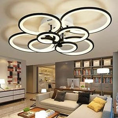 Modern LED Ceiling Light Fixture with Remote Control, Clear Acrylic Shade, Semi Flush Mount Ceiling Light Chandelier 8 Head
