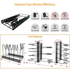 Pot Organizer Rack 8 Tiers Pots And Pans Organizer, Pot Lid Organizer
