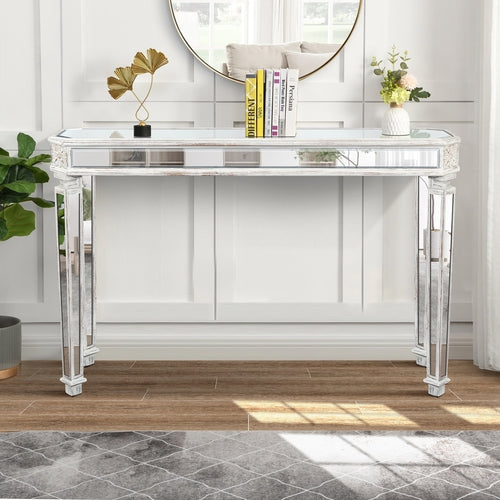 Mirror Console Table Vintage Wood Grain Carving Process Gorgeous and