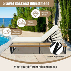 Outdoor Chaise Lounge Chair with 5-Position Adjustable Backrest,