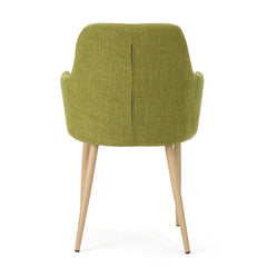 Classic Twist Dining Chair Set with Contoured Support in Green Fabric