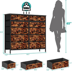 TV Stand Dresser for Bedroom, Tall Fabric Drawer Dresser, Chest of