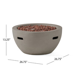 27' Bowl Shaped MGO Propane Fire Pit 40000 BTU, Light Grey (Tank Cover