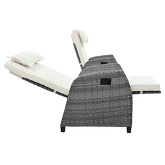 Outdoor Rattan Two-person Combination With Coffee Table, Adjustable,