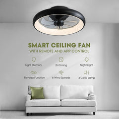Ceiling Fans with Lights, Flush Mount Ceiling Fan with Alexa/Google