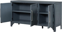 Modern Rustic Wood Buffet Sideboard with Metal Handles, 3 Doors Coffee