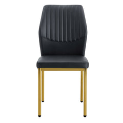 Luxury Simple Chair Set of 4 Black PU High Resilience Dining Chair