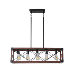 5-Light Retro Farmhouse Chandelier For Kitchen, Living room, Dining
