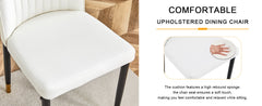 4 Dining Chair Set, White Dining Chair Set, PU Material High Back Seat