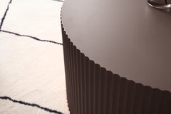 Artisanal Round MDF Coffee Table with Handcrafted Relief and Stunning